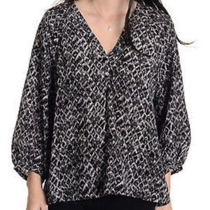 Joie feather print silk blouse